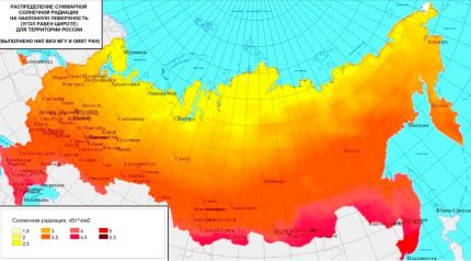 Kort over intensiteten af ​​solstråling