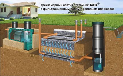 Schema de instalare a unei fose septice pentru solurile slab absorbante