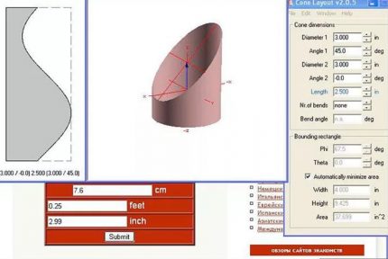 Program de calcul al unghiului de tăiere a țevilor