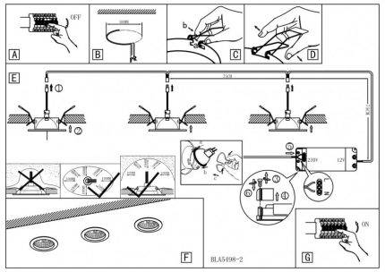 Schema de instalare a unui spot