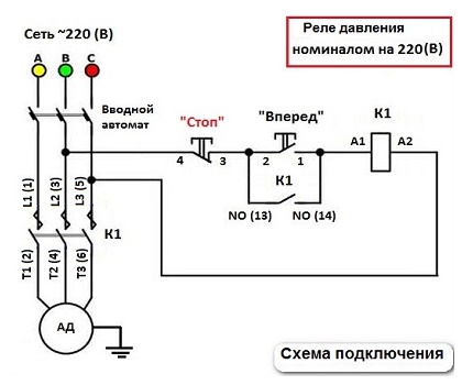 Schema de conectare a releului de 220 V