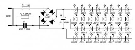 Cel mai simplu circuit electric al unei lămpi cu LED