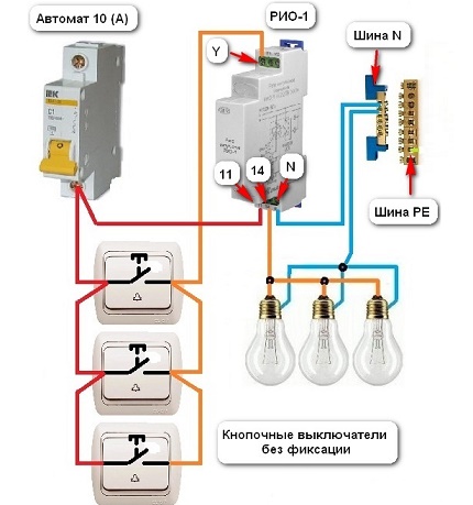 Schemă de conectare la iluminare