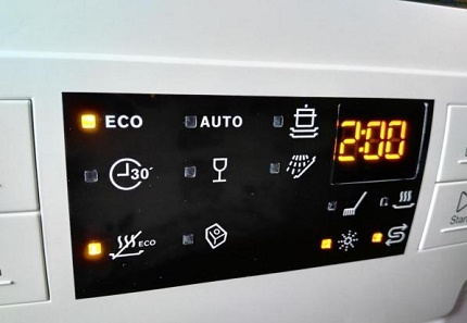 Indicação no painel de controle da máquina de lavar louça Electrolux